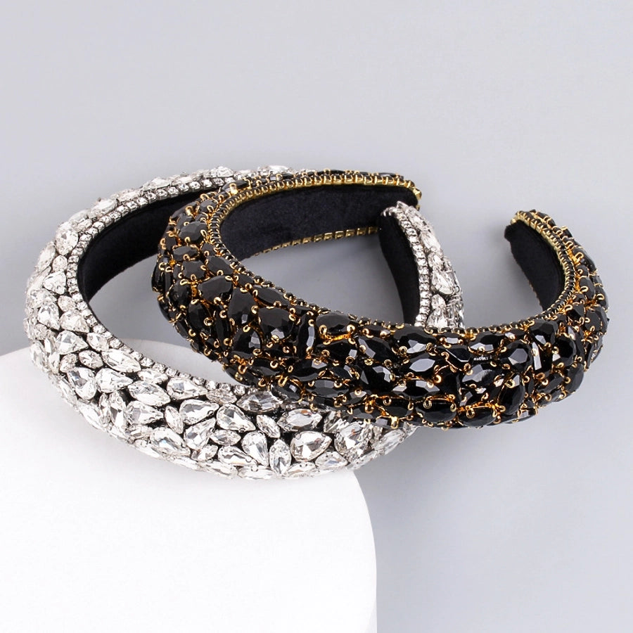 women's retro lady water droplets cloth inlay rhinestones hair band