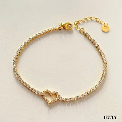 Casual Elegant Heart Shape 304 Stainless Steel 16K Gold Plated White Gold Plated Bracelets Bangle In Bulk