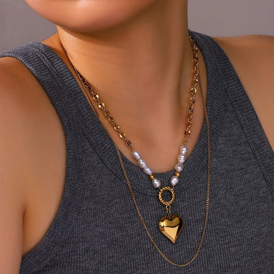 Jewelry Simple Style Commute Heart Shape Titanium Steel Pendant Necklace