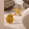 Jewelry IG Style Simple Style Commute Starfish Conch 304 Stainless Steel Artificial Pearls 18K Gold Plated Inlay Open Rings