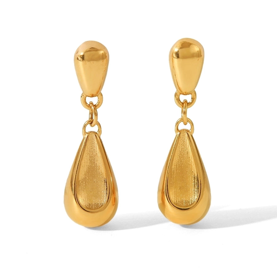 1 Pair IG Style Geometric Water Droplets Solid Color Plating 304 Stainless Steel 18K Gold Plated Drop Earrings