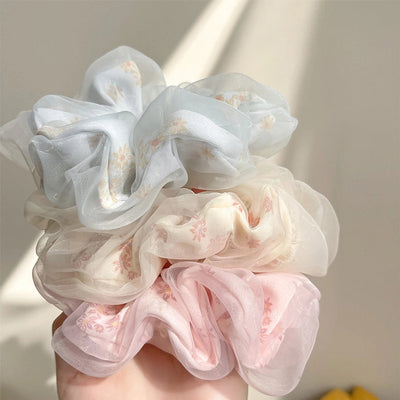 fashion stripe flower cloth hair tie