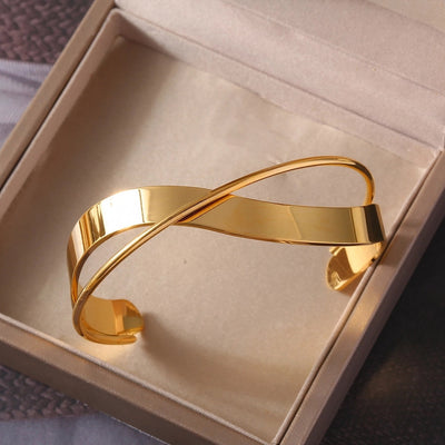 Casual Simple Style Geometric Titanium Steel Wide Bracelet In Bulk