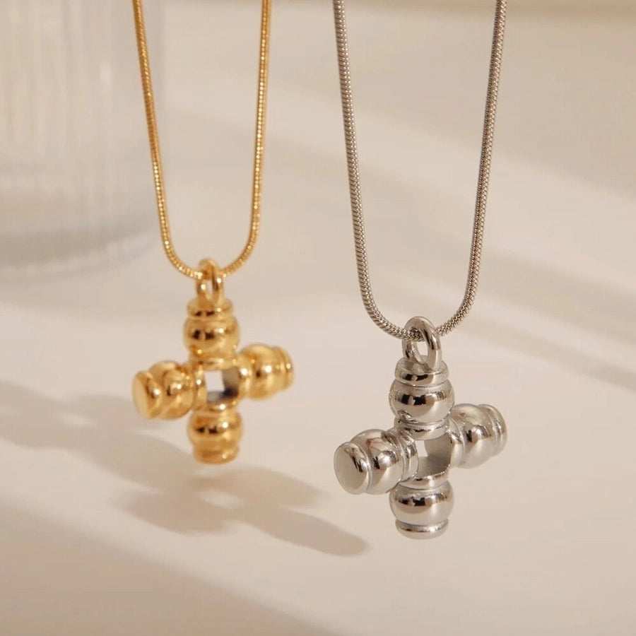 Jewelry Elegant Simple Style Cross 304 Stainless Steel 18K Gold Plated Plating Pendant Necklace