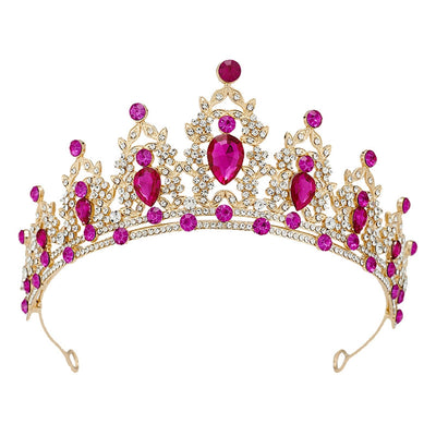glam luxurious lady crown alloy plating inlay zircon crown