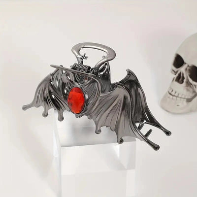 Halloween Funny Women's Bat Metal Inlay Gem Hair Claws