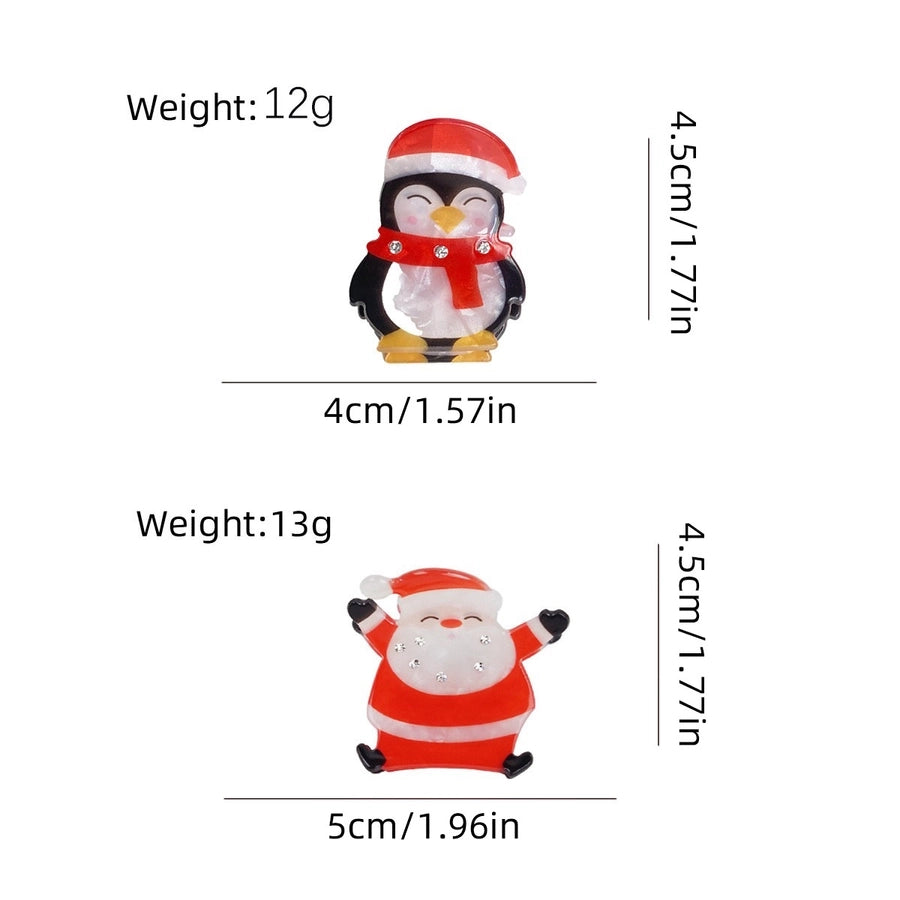Christmas Cute Women's Penguin Santa Claus Arylic Inlay Rhinestones Hair Claws