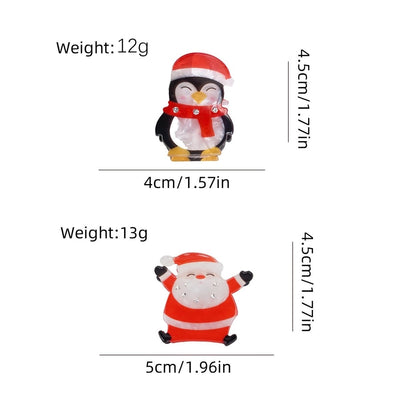 Christmas Cute Women's Penguin Santa Claus Arylic Inlay Rhinestones Hair Claws