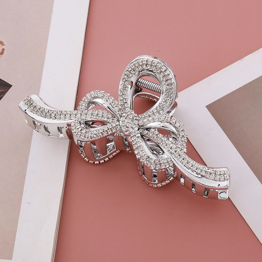 Women's Classic Style Shiny Bow Knot Acetic acid sheets Inlay Rhinestones Glass Hair Claws