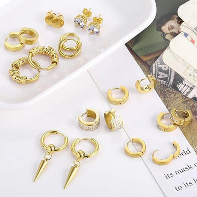 hot personalized fashion unisex earrings stainless steel diamond cross cone earrings ear clip suit