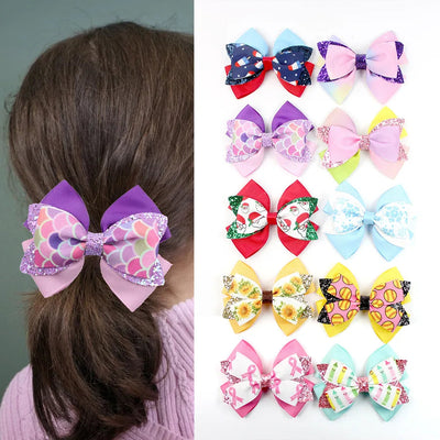 Girl'S IG Style Sweet Bow Knot Cloth Sequins Hair Clip