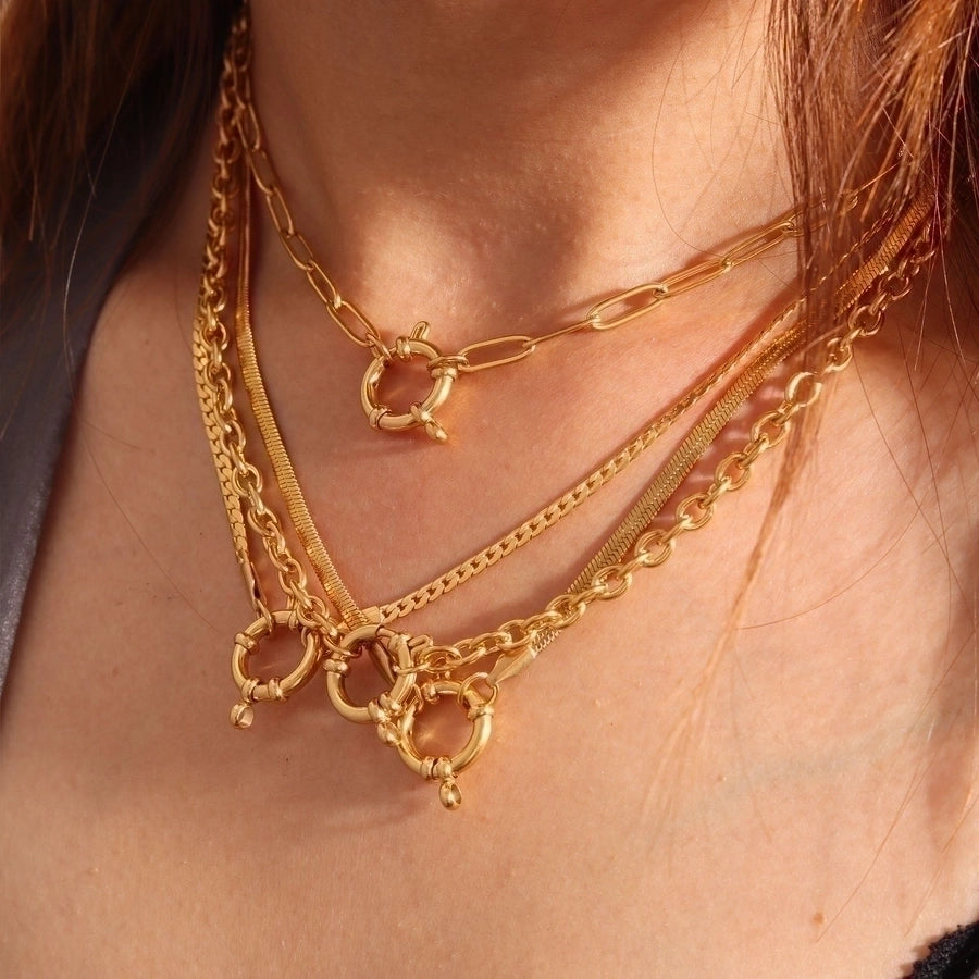 Jewelry Casual Basic Commute Solid Color 304 Stainless Steel 18K Gold Plated Pendant Necklace