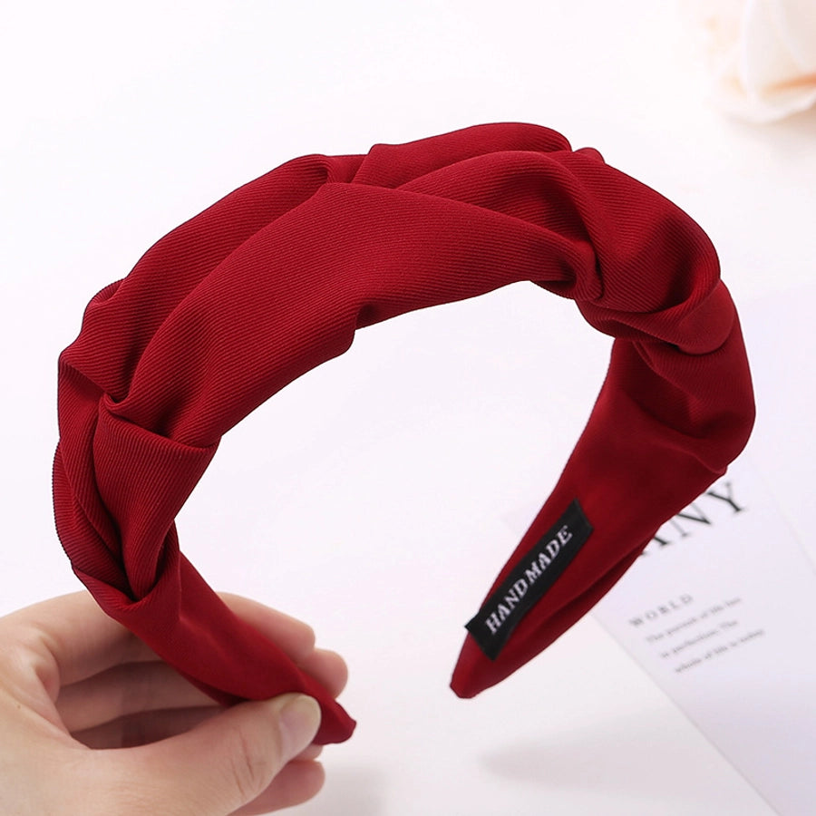 sweet solid color cloth pleated hair band