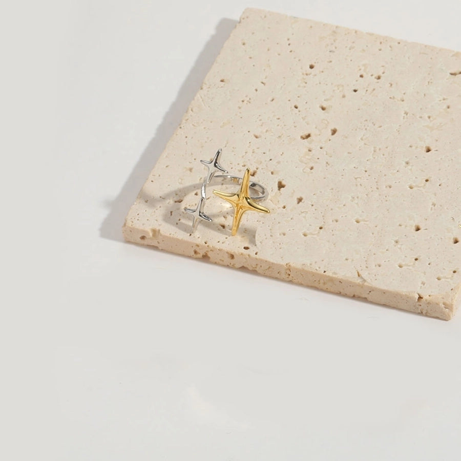 Copper 14K Gold Plated Geometric Star Rings