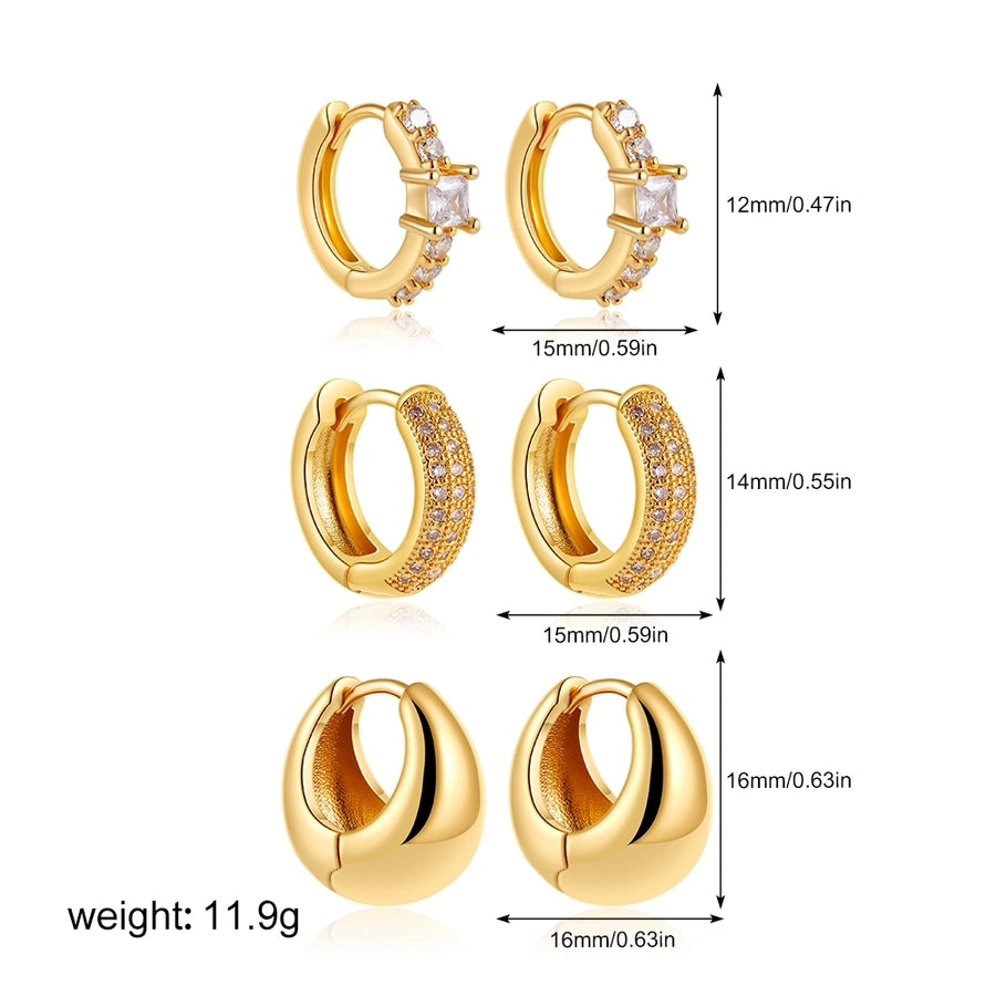 1 Set Elegant Luxurious Square Oval Copper Hoop Earrings