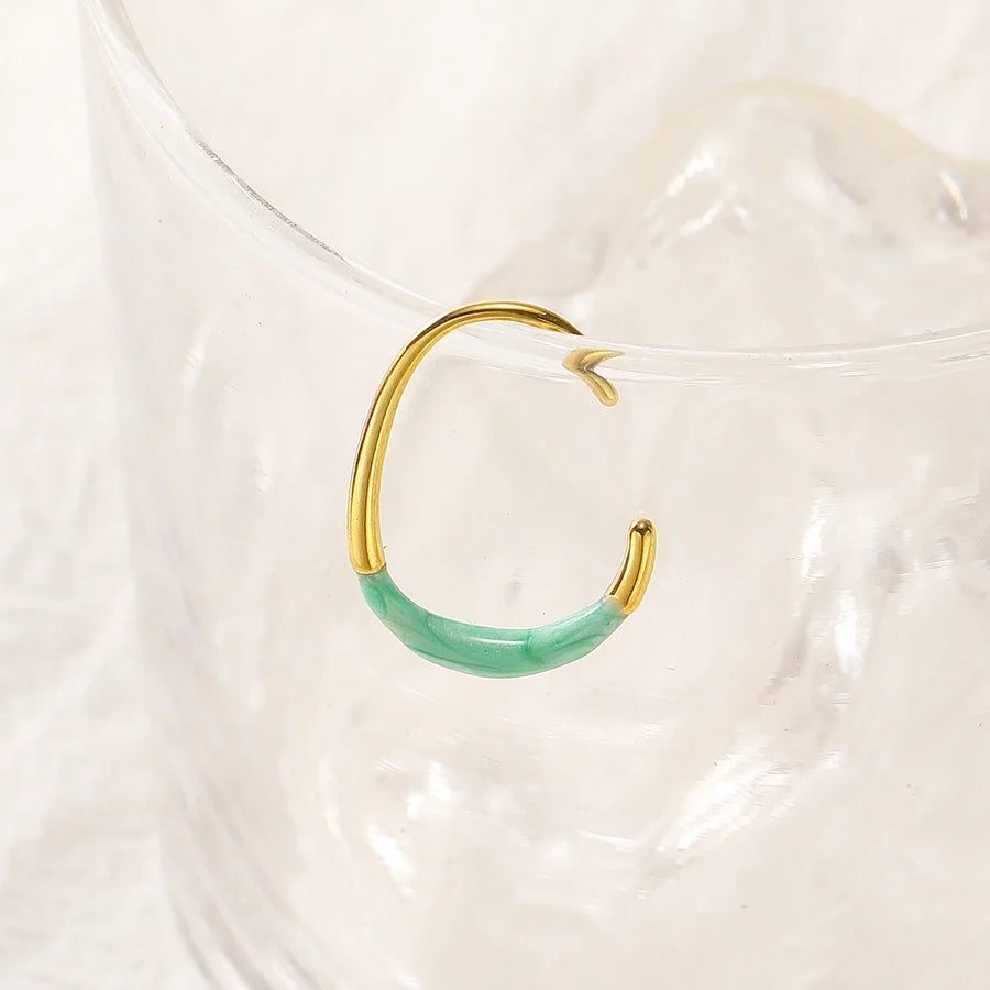 1 Pair Elegant C Shape Geometric Enamel Titanium Steel Ear Studs