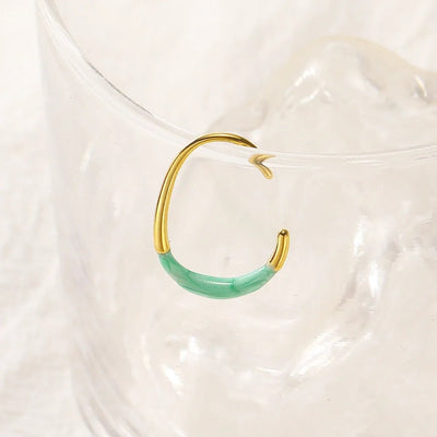 1 Pair Elegant C Shape Geometric Enamel Titanium Steel Ear Studs