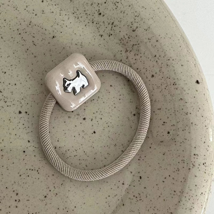 Korean Style New High-Grade Design Bear Puppy Necklace Square Rubber Band Tie Ponytail Hair String Headdress High Elasticity High Quality  Hair Accessories