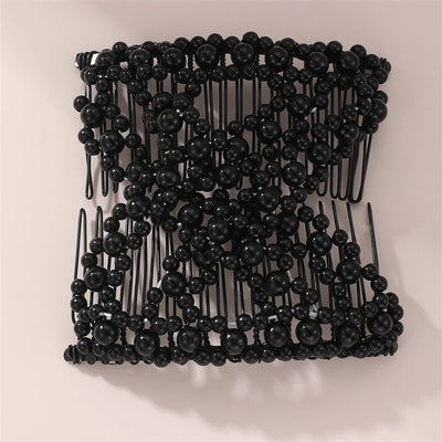 Women's Simple Style Solid Color Plastic Resin Beaded Insert comb