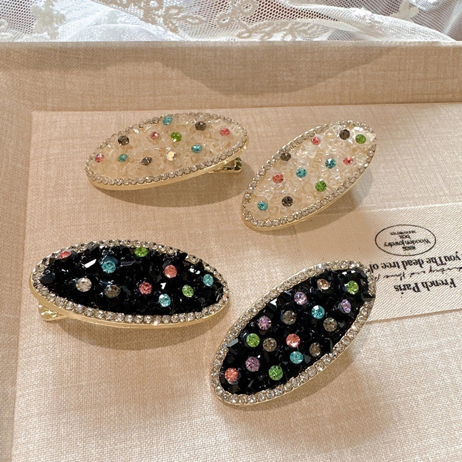 Women's Retro Simple Style Solid Color Rhinestone Hair Clip