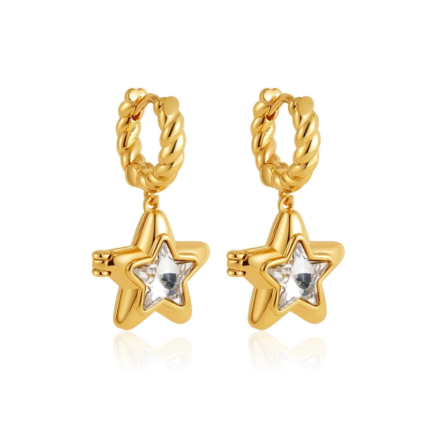 1 Pair Casual Elegant Streetwear Star Inlay Copper Zircon Copper Earrings