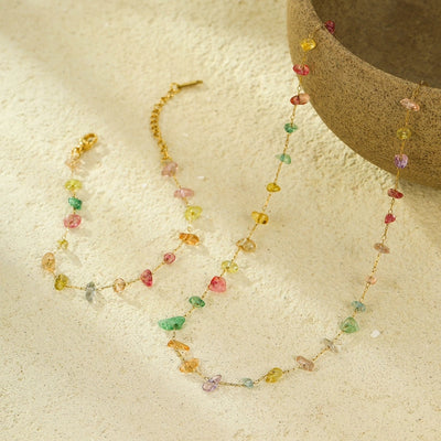 Jewelry Lady Geometric 304 Stainless Steel Natural Stone Plating Jewelry Set