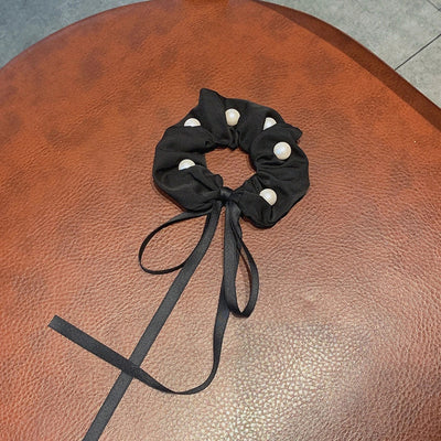 new ins korean style internet influencer pearl ribbon headband bowknot hair ring korean style super fairy adult ribbon hair rope for women