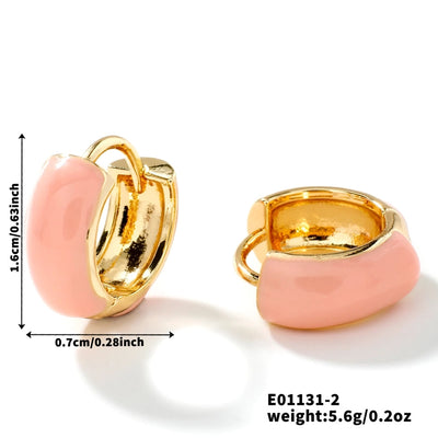 1 Pair Elegant Simple Style Shiny Round Inlay Copper Resin K Gold Plated Earrings