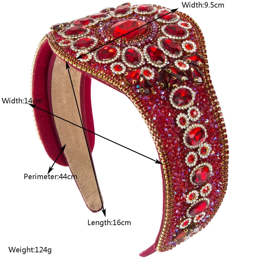 Women's Elegant Vintage Style Luxurious Round Alloy Cloth Glass Inlay Glass Hair Band