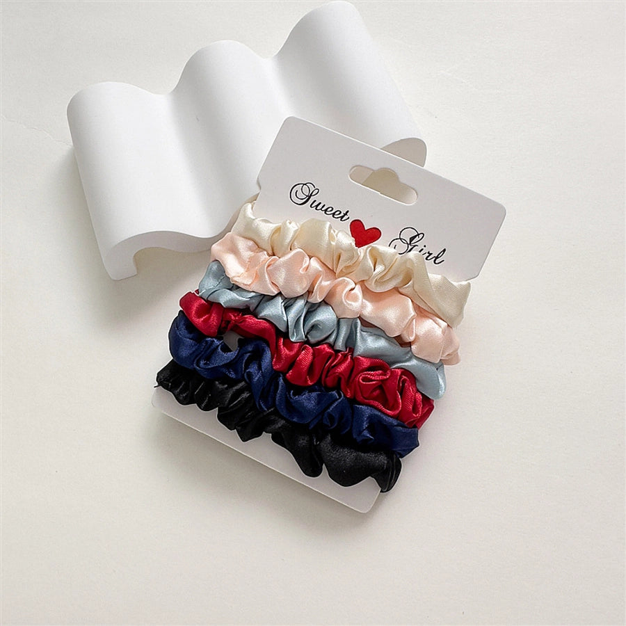 women's simple style ditsy floral solid color satin hair tie