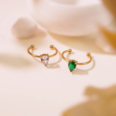 Jewelry Tropical Simple Style Cool Style Triangle Geometric 304 Stainless Steel Artificial Rhinestones 18K Gold Plated Inlay Open Rings