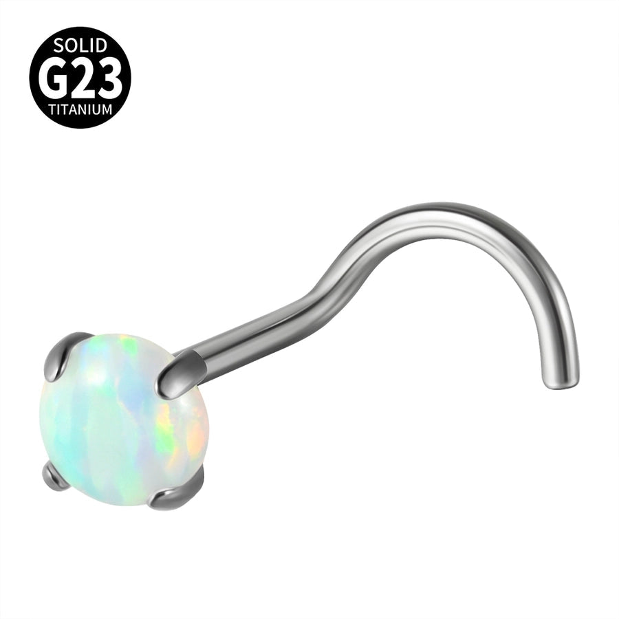 1 Piece Nose Rings & Studs Casual Vacation Round G23 Titanium Alloy Opal Zircon Nose Rings & Studs