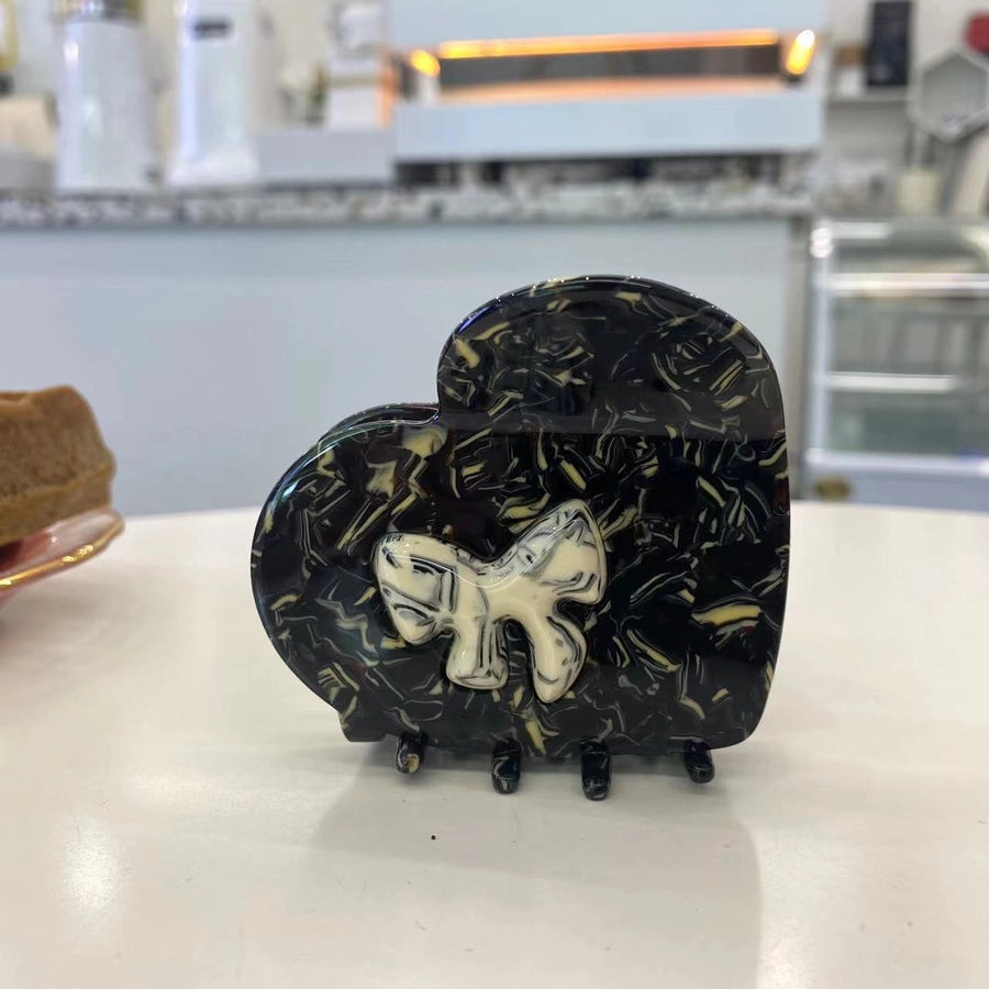 Women's Simple Style Heart Shape Bow Knot Acetic acid sheets Hair Claws