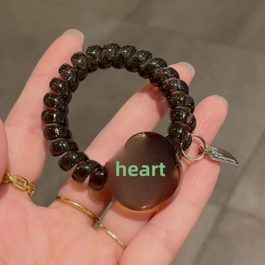 Korean New Acetic Acid Jelly Square Smile Phone Line Hair Ring Dopamine Girl Hair Rope Women