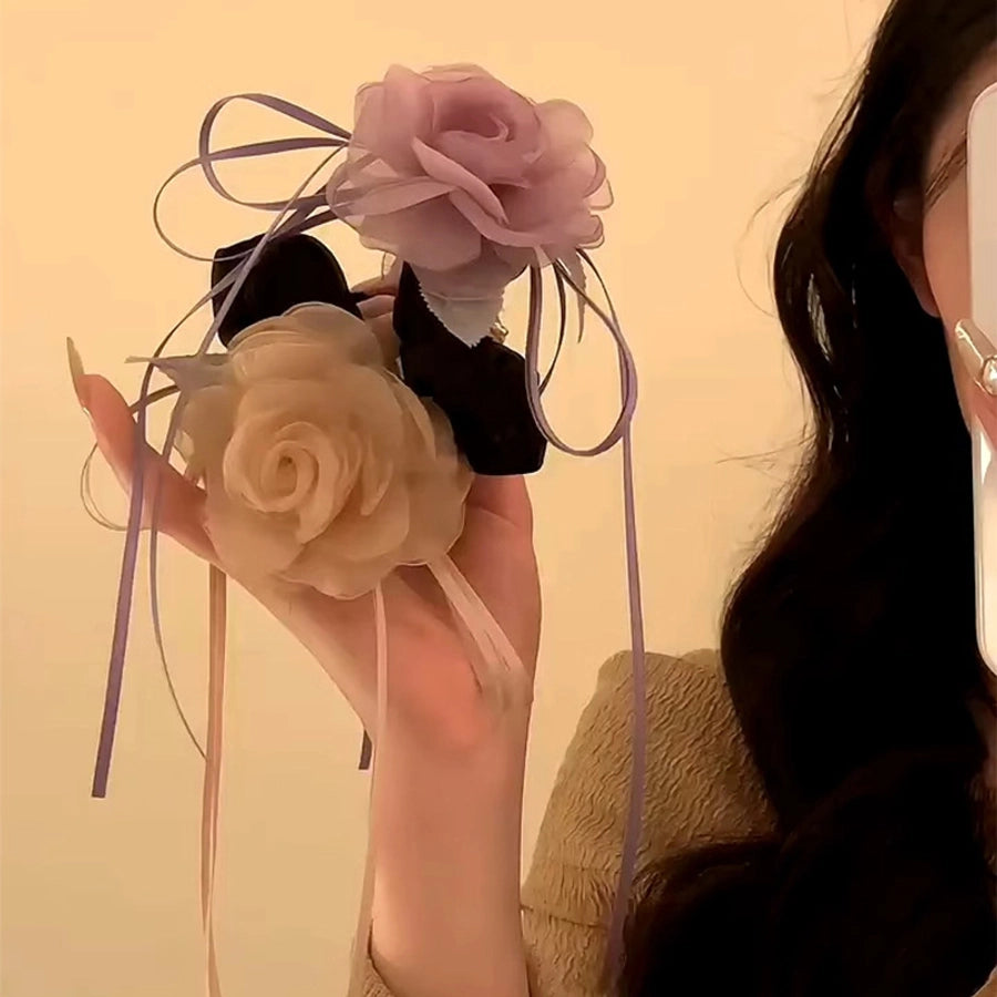 Women's Sweet Floral Gauze Hair Tie