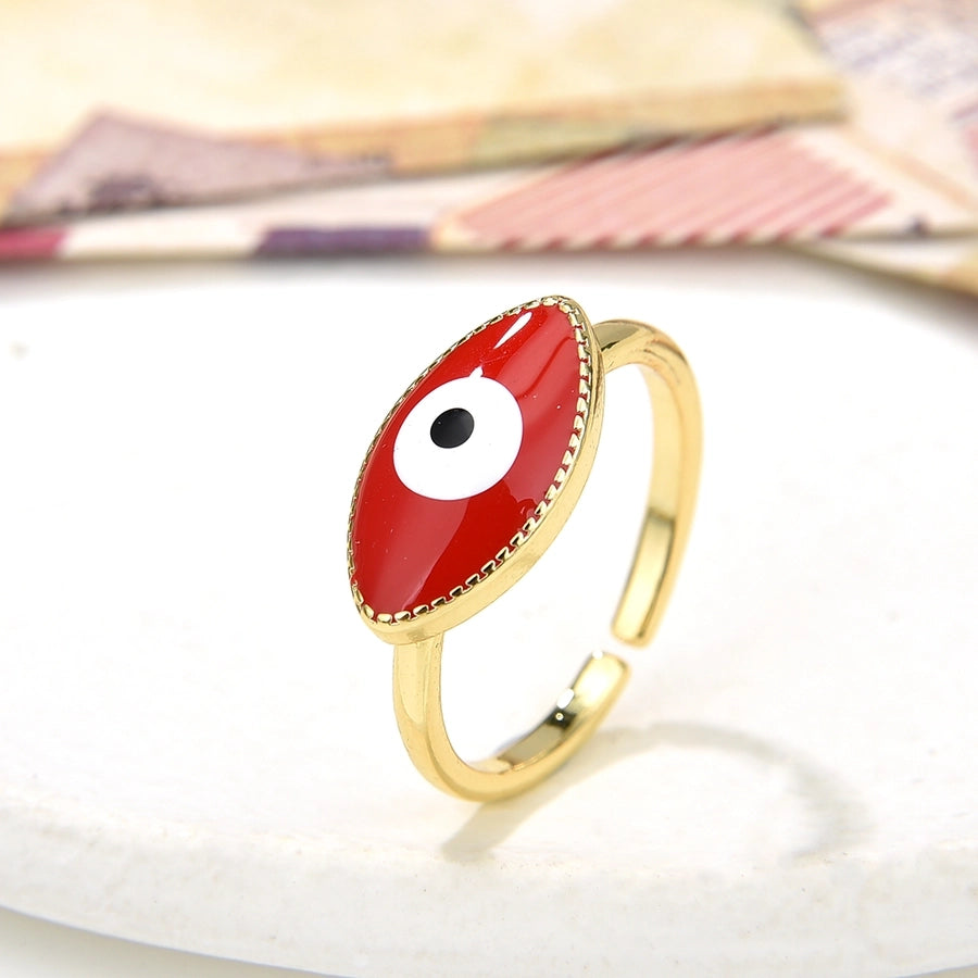 Copper Plating 18K Color Retaining Glossy Dripping Oval Open Ring