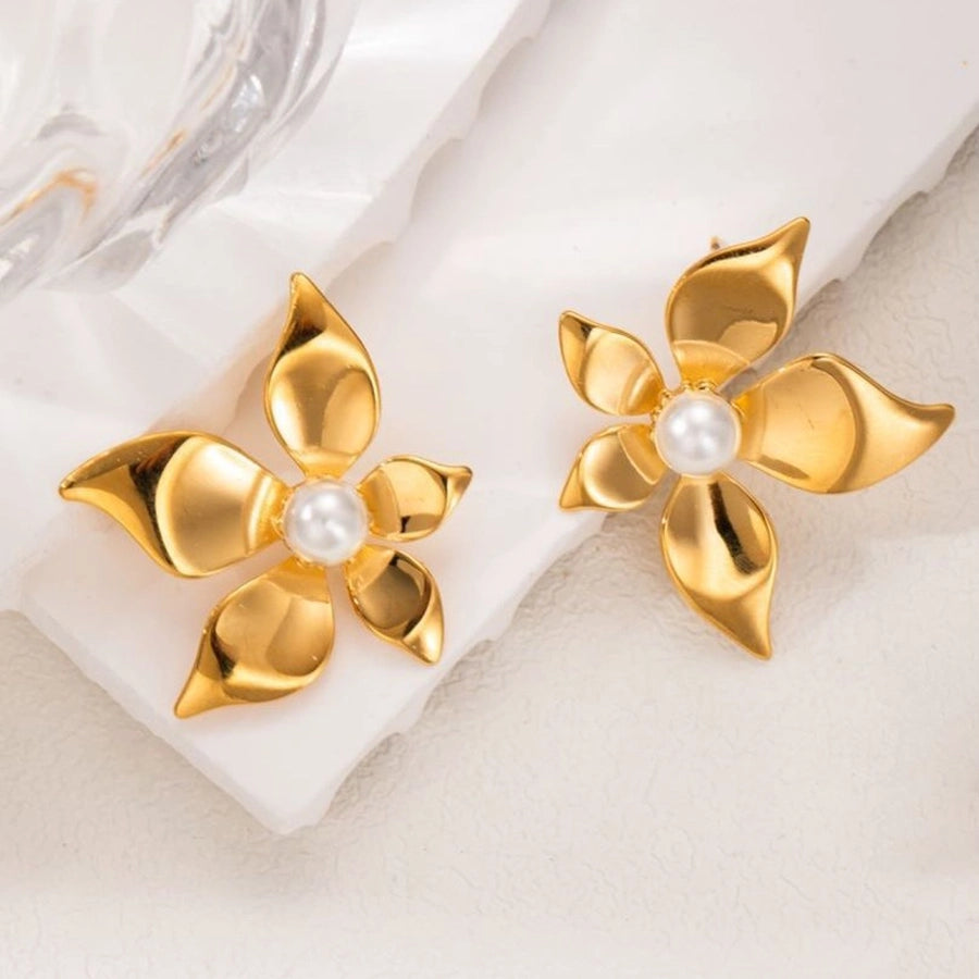 1 Pair Elegant Simple Style Flower 304 Stainless Steel Ear Studs