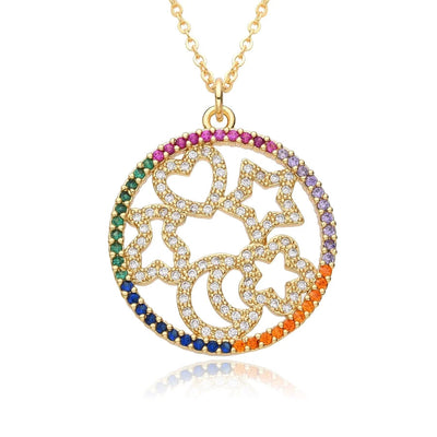 Copper Inlay Snake Dragonfly Zircon Pendant Necklace