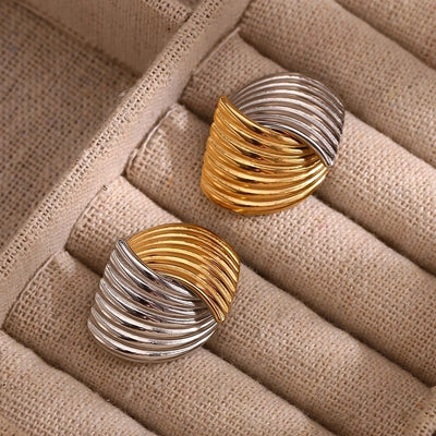 1 Pair Simple Style Geometric Mixed Metal 304 Stainless Steel 18K Gold Plated Ear Studs