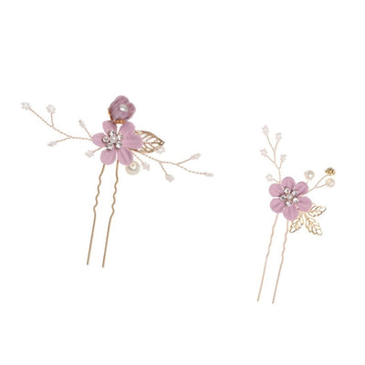 sweet flower alloy cloth hairpin