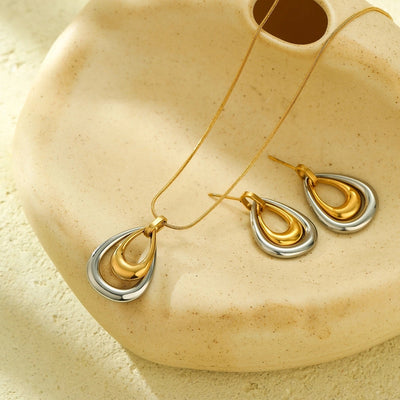 Jewelry Casual Simple Style Water Droplets 304 Stainless Steel Earrings Necklace