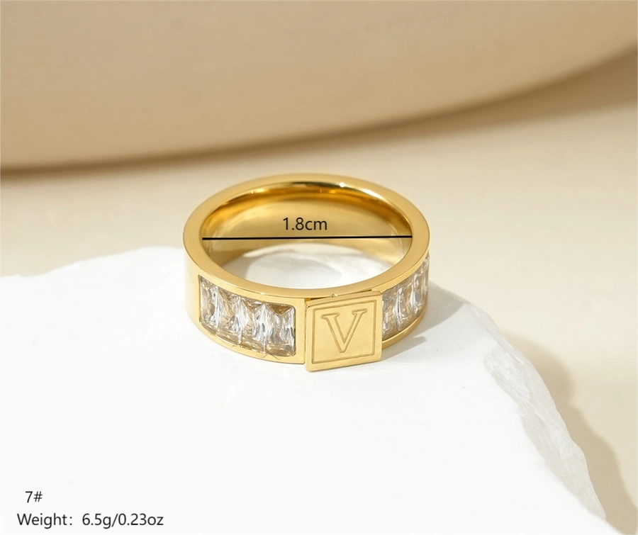 Jewelry Elegant Streetwear Letter 304 Stainless Steel Zircon 14K Gold Plated Polishing Plating Inlay Rings