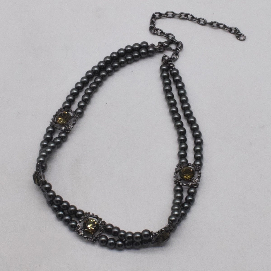 Classic Style Geometric Rhinestones Artificial Pearl Rhinestone  Double Layer Necklaces