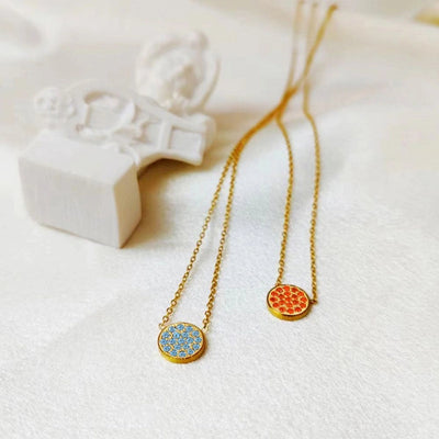 Jewelry IG Style Simple Style Round 304 Stainless Steel Zircon 14K Gold Plated Inlay Necklace