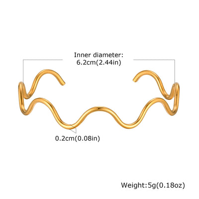 Vintage Style Simple Style Waves 201 Stainless Steel Bangle In Bulk