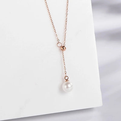 Jewelry Vintage Style Simple Style Classic Style Round 304 Stainless Steel Pearl Gold Plated Inlay Pendant Necklace