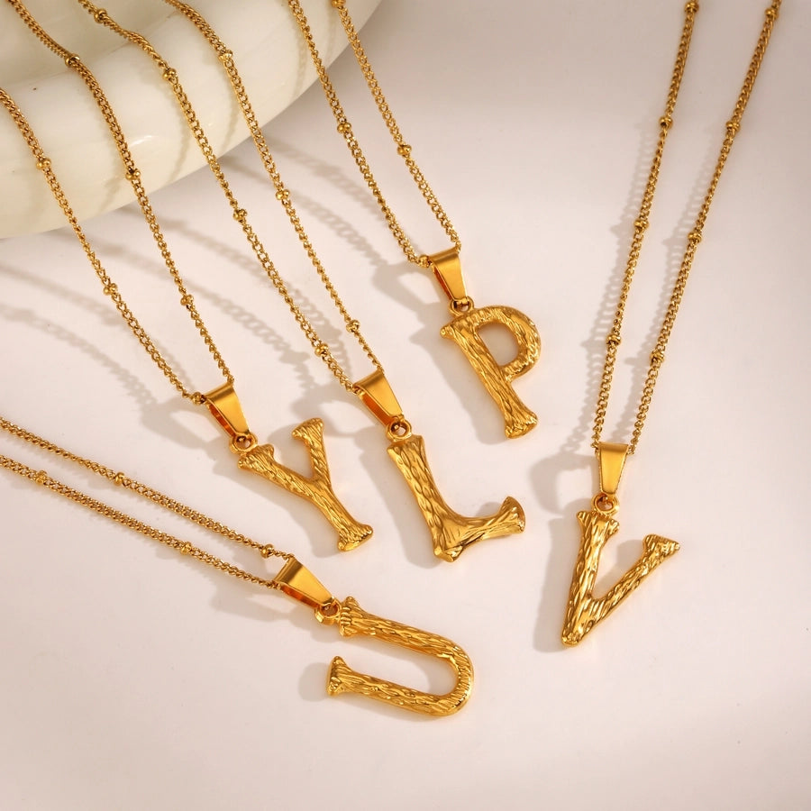 Jewelry Simple Style Cool Style letter 304 Stainless Steel 18K Gold Plated Plating Pendant Necklace