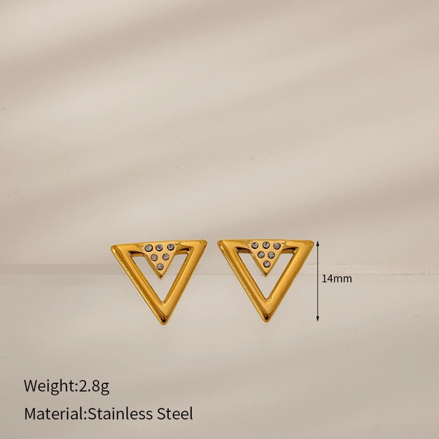 1 Pair Elegant Simple Style Geometric 304 Stainless Steel Zircon Ear Studs