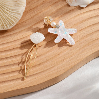 Women's Beach Sweet Starfish Shell Alloy Resin Inlay Pearl Hair Clip
