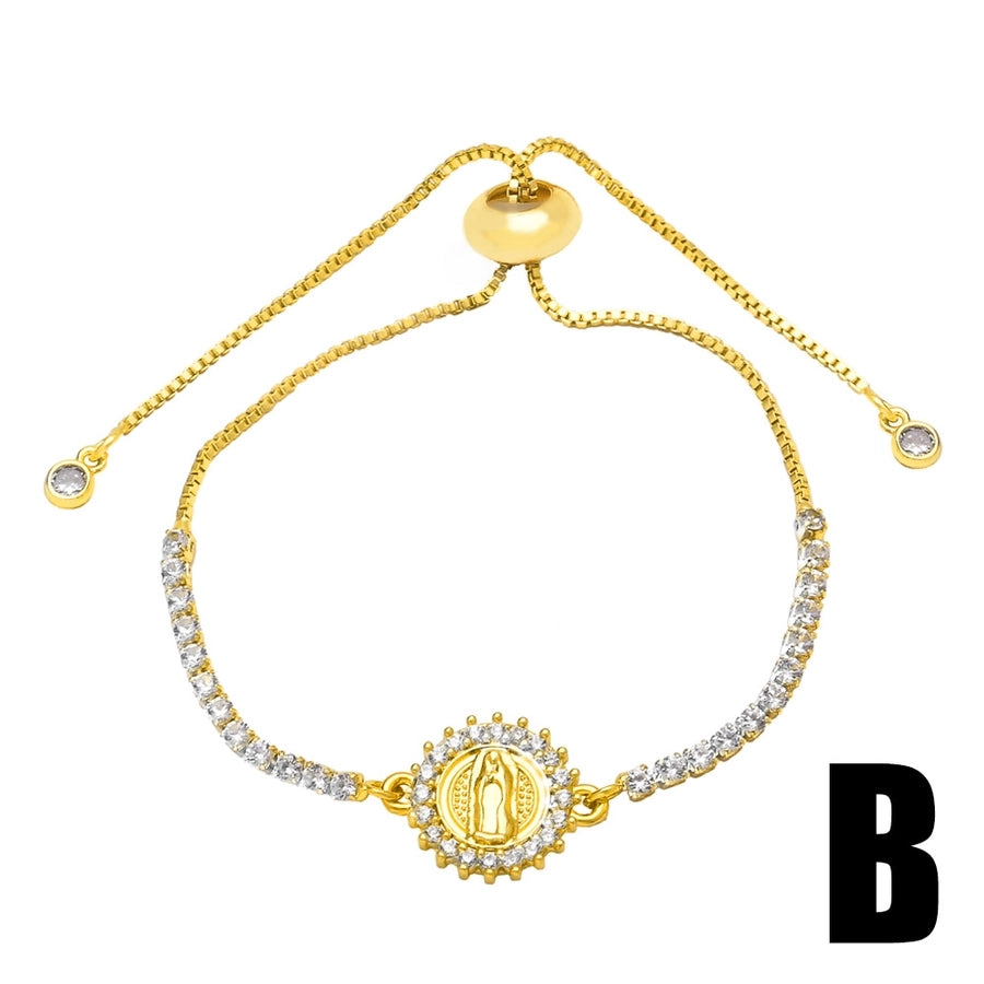 Copper Plating Inlay Pentagram Virgin Mary Zircon Bracelets